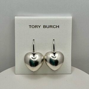 TORY BURCH Silver Heart Locket Earrings NEW
